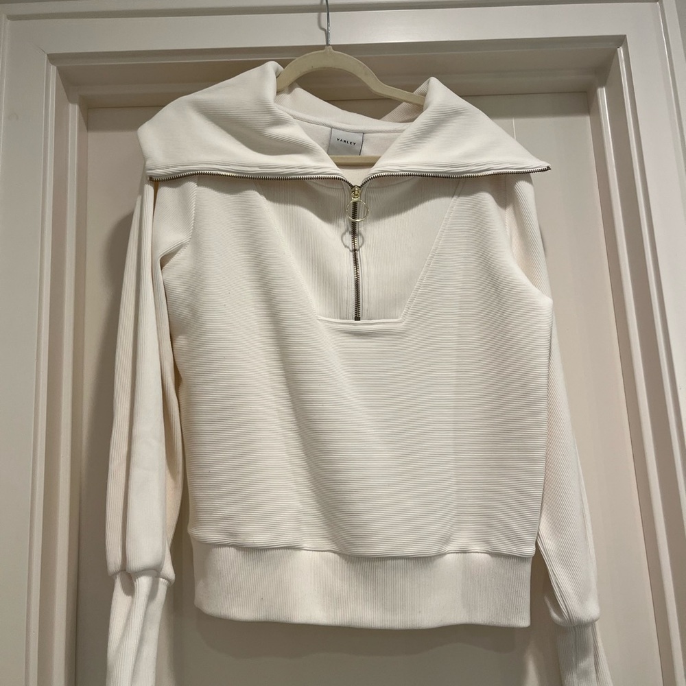 Varley Vine Ottoman Cream Ivory Half Zip Sweater XS - Picture 3 of 4